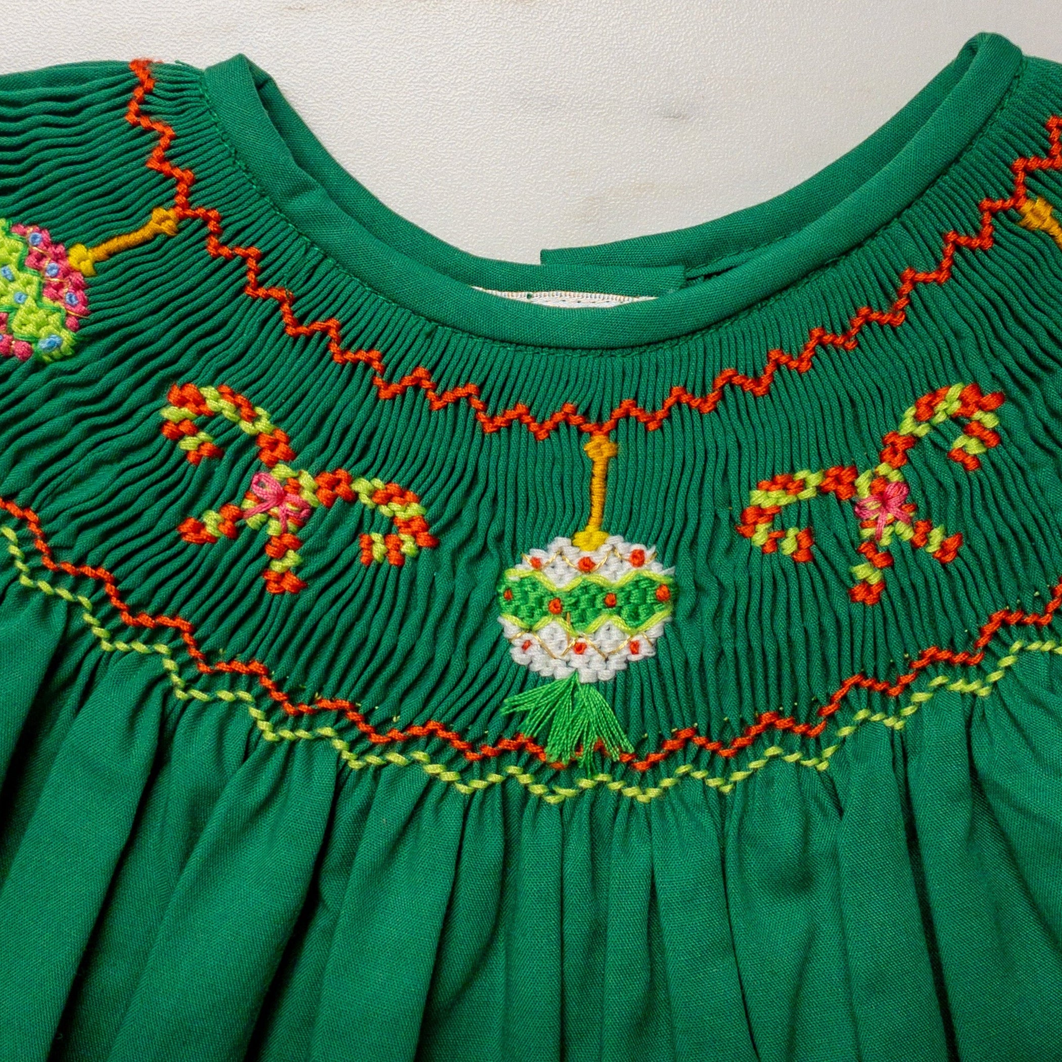 Rosalina - Candy Cane and Ornament Green Bishop Dress 2T Rosalina - Candy Cane and Ornament Green Bishop Dress 2T