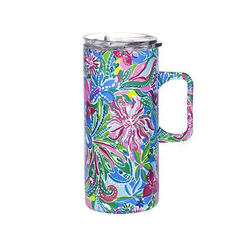 Lilly Pulitzer Stainless Steel Travel Mug with Handle, Golden Hour - Monogram Market