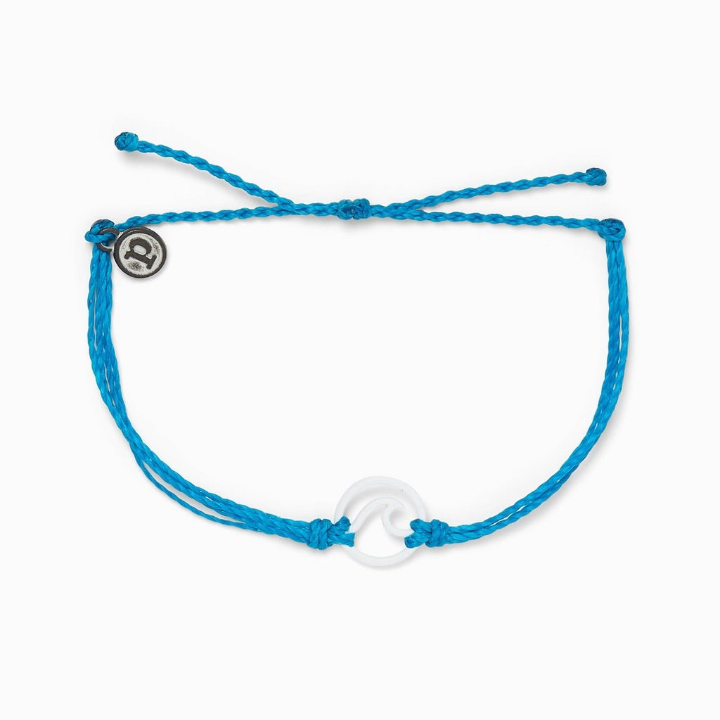 PuraVida, White Enamel Wave Bracelet, Neon Blue - Monogram Market
