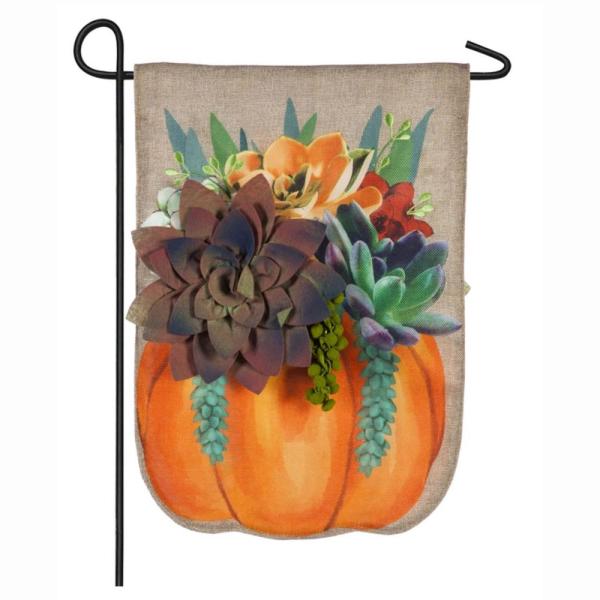 Fall Succulents Garden Burlap Flag - Thumbnail 2