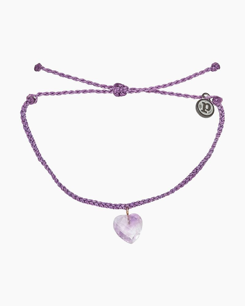 PuraVida, Stone Heart Charm Bracelet, Light Purple - Monogram Market