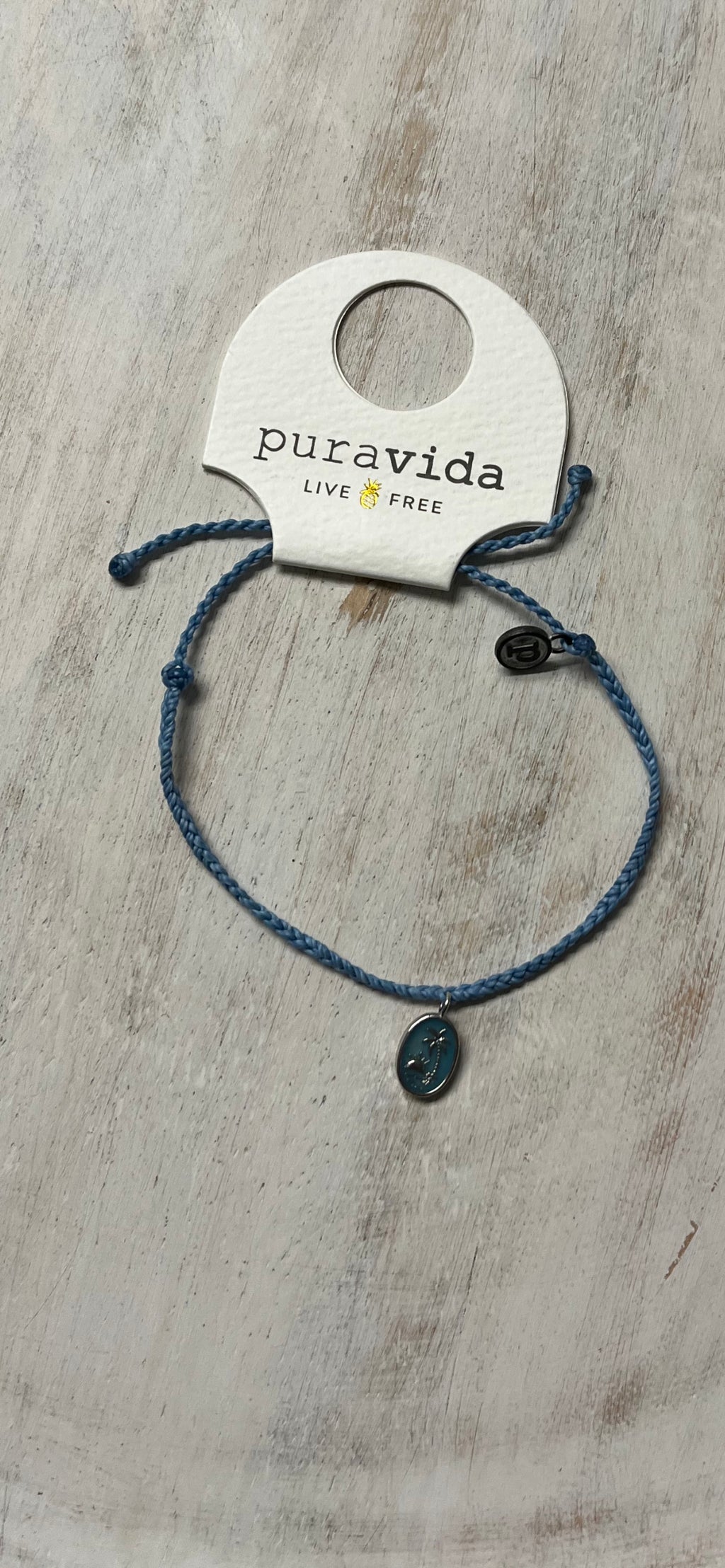 PuraVida, Silver Jeweled Palm Bracelet, Pale Blue - Monogram Market