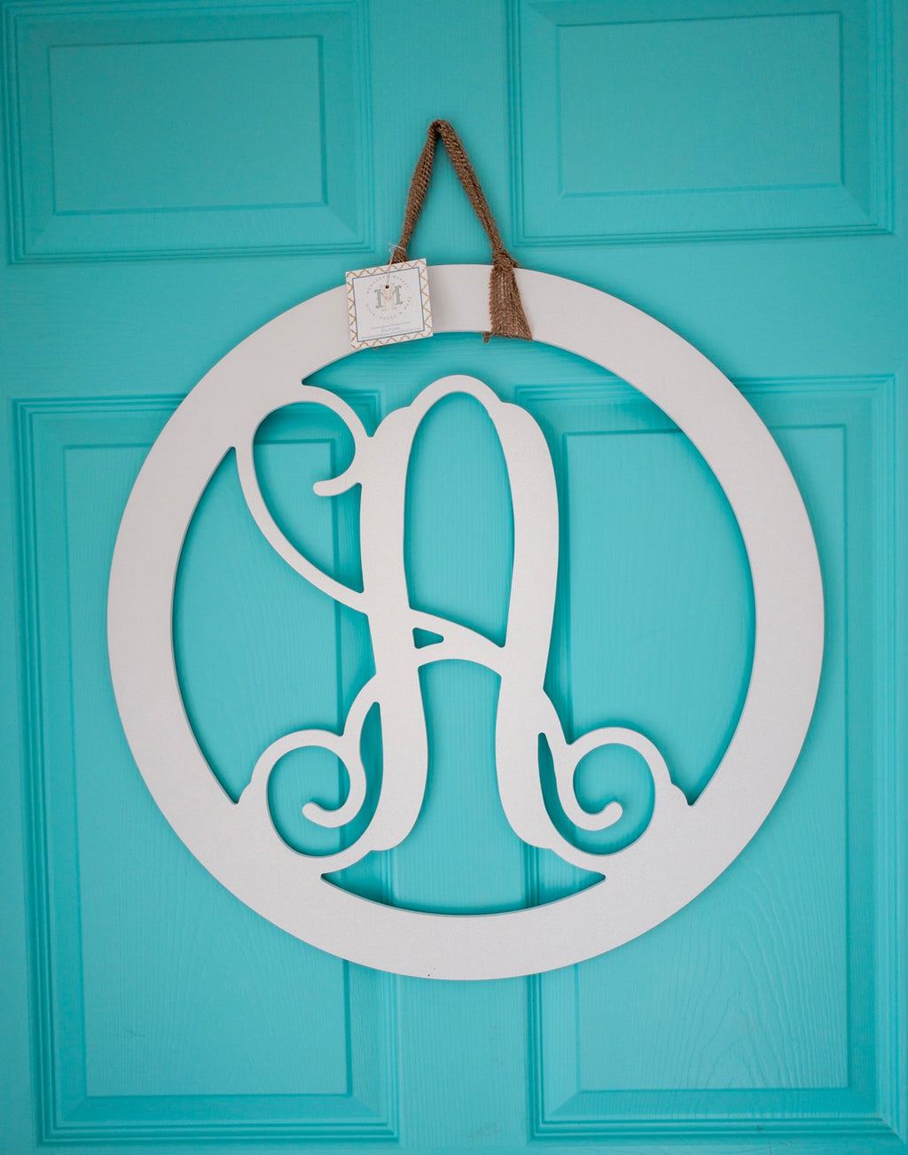 Round Initial, Wood Door Hanger - White *PICKUP ONLY* - Monogram Market