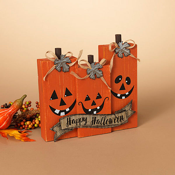 Happy Halloween Pumpkin - Wood Pumpkin Block - Monogram Market