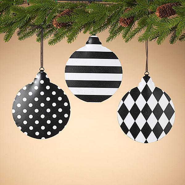 Black and White Metal Ornament - Monogram Market