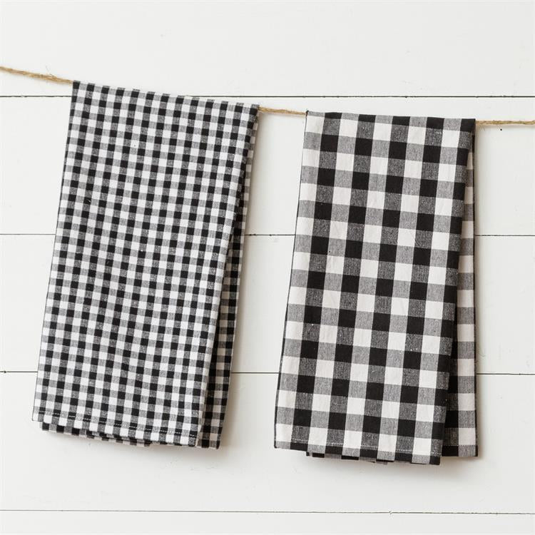 Black and White Buffalo Plaid Tea Towels - Monogram Market