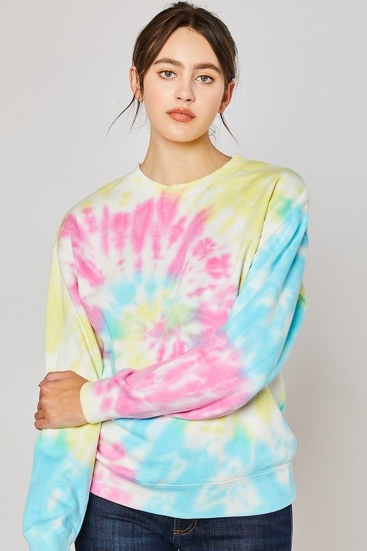 Yellow Tie Dye Fleece Sweatshirt - Monogram Market