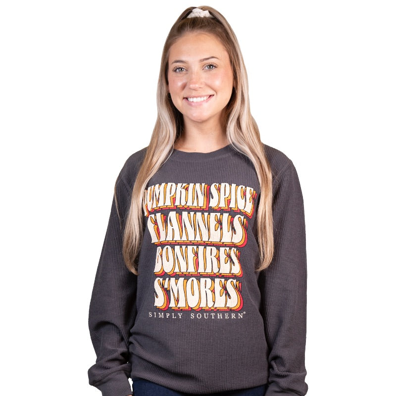 Simply Southern - Crewneck Sweatshirt - Pumpkin Spice, Flannel, Bonfires, and S’more’s - Monogram Market
