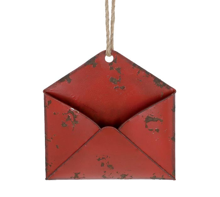 Red Tin Envelope with Rope Hanger - Monogram Market