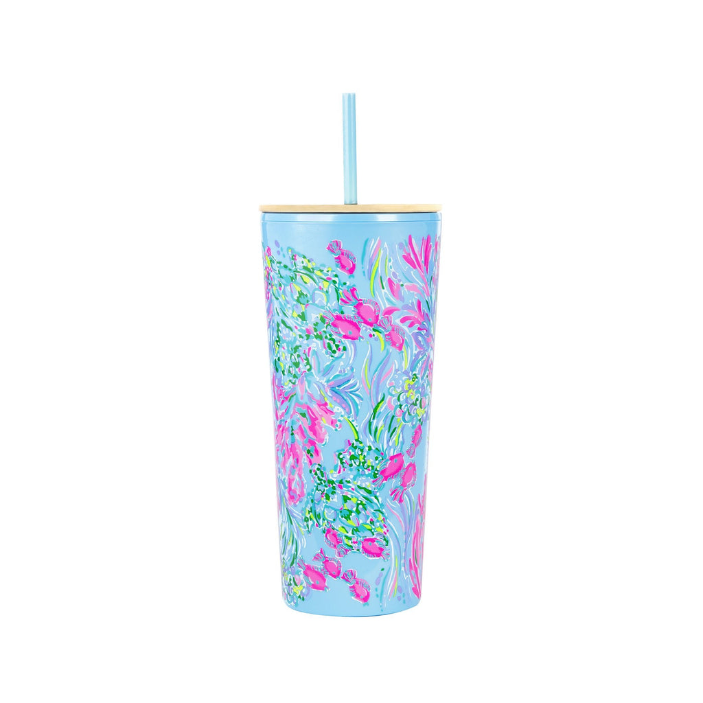 Lilly Pulitzer Acrylic Tumbler with Straw, Best Fishes - Monogram Market