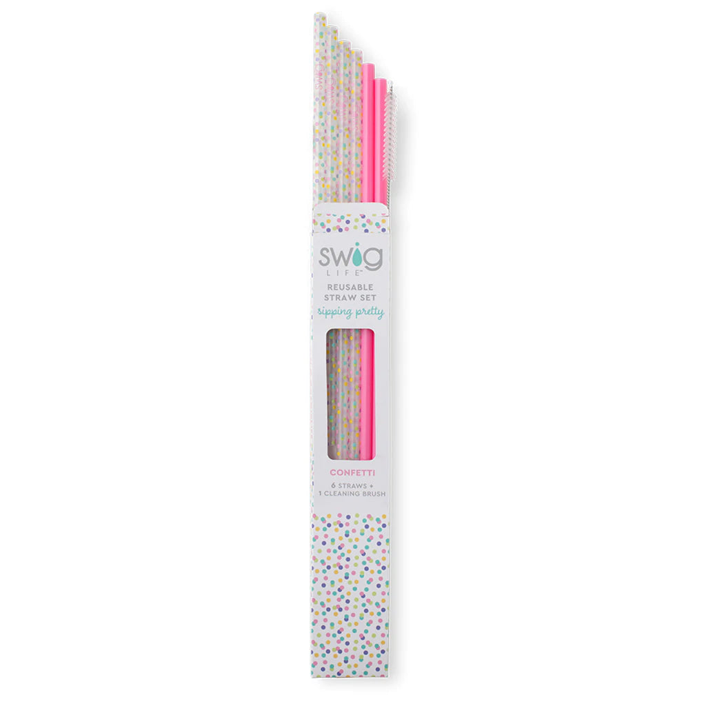 SWIG Tall Straw Set, Confetti & Pink - Monogram Market