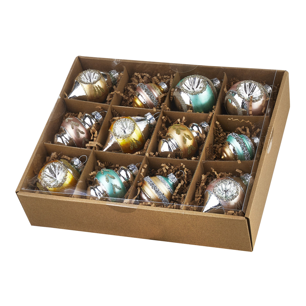 Pastel Vintage Glass Christmas Ornaments Boxed Set
