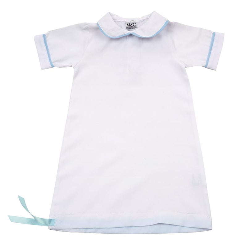Blue Piping Baby Day Gown, 0-6 Months - Monogram Market