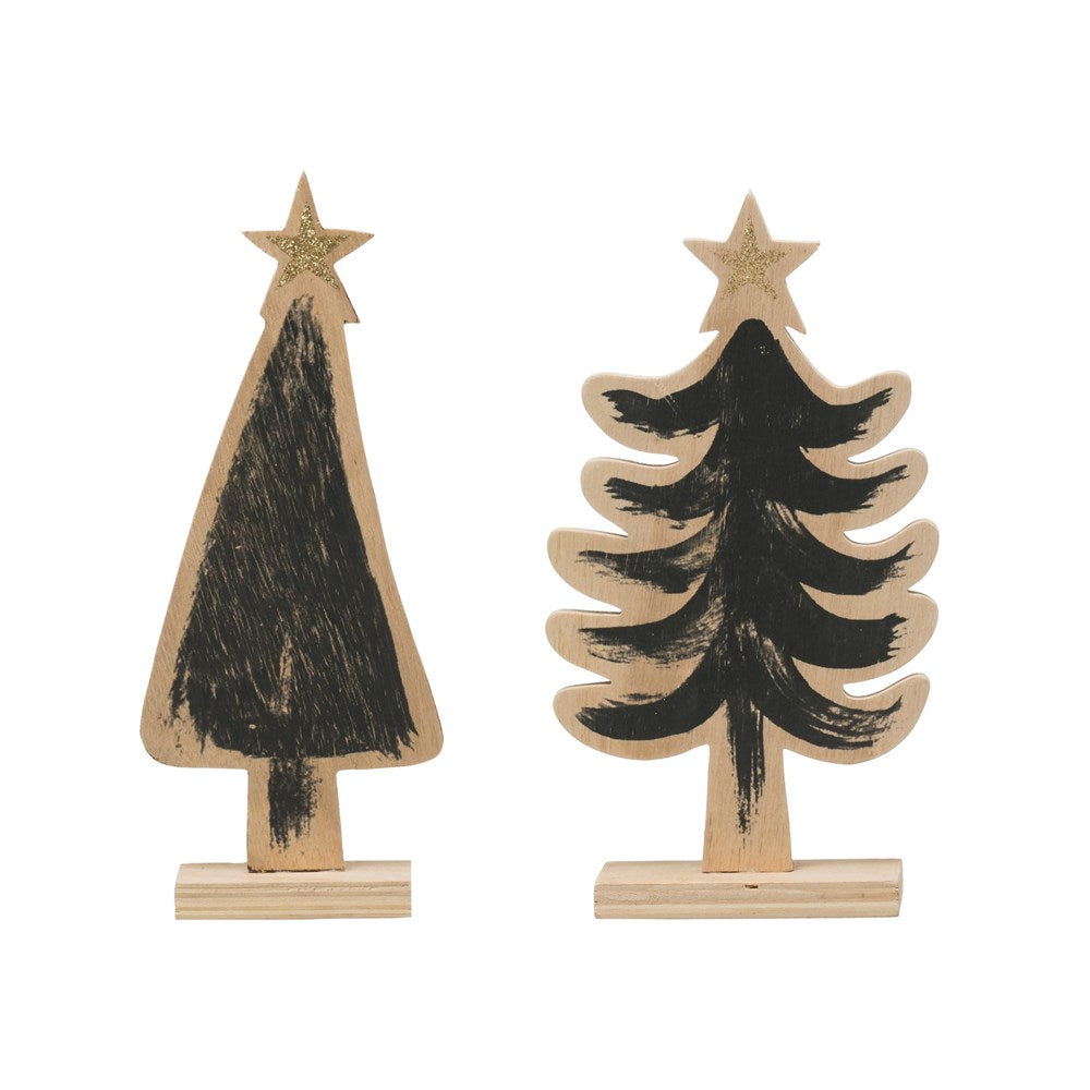 Festive Wood Tree with Gold Star - Monogram Market