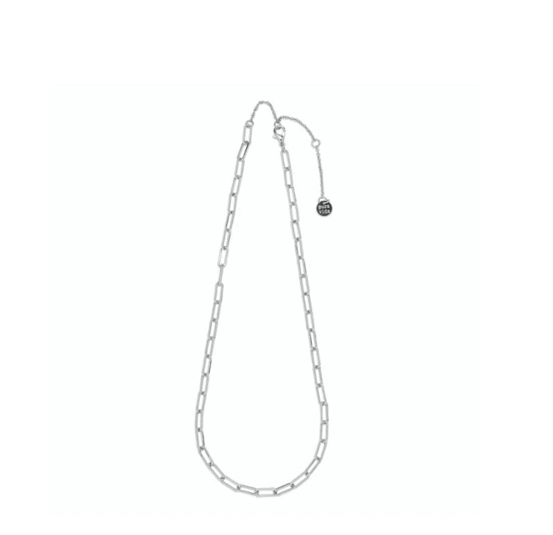 PuraVida, Simple Paperclip Chain Choker Necklace , Silver - Monogram Market