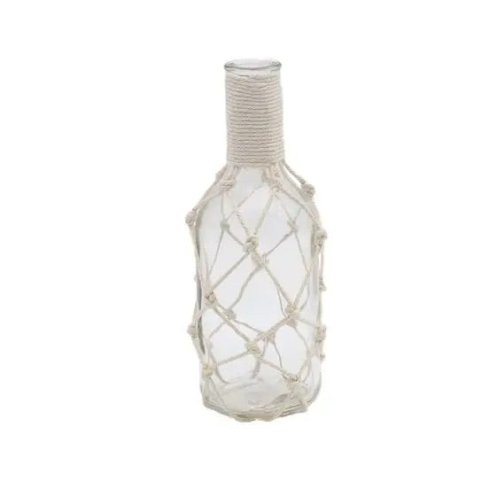 Clear Glass Bottle with Macrame Cover - Monogram Market