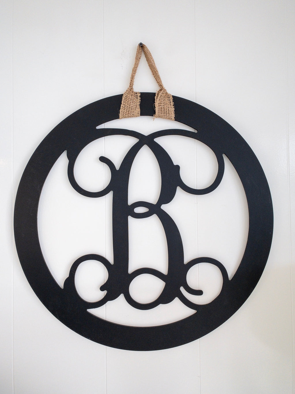 Round Initial, Wood Door Hanger - Black  *PICKUP ONLY* - Monogram Market