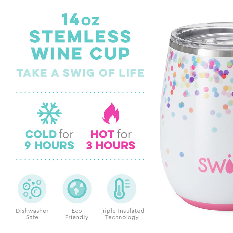 SWIG - 14 oz Stemless Wine Cup, Confetti - Monogram Market