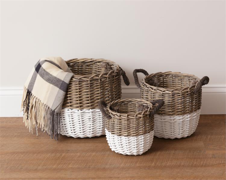 Distressed Round Baskets, Two Tones - Monogram Market