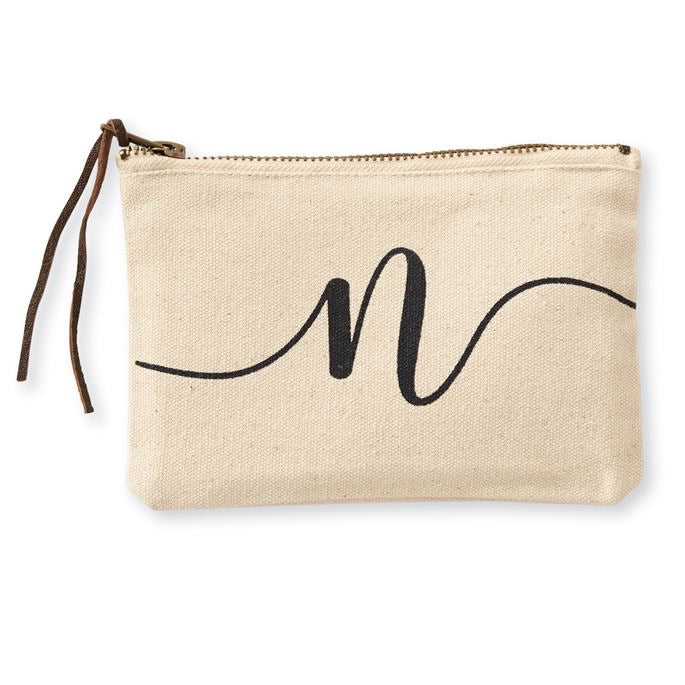 Mud Pie Initial Canvas Cosmetic Bag - Monogram Market