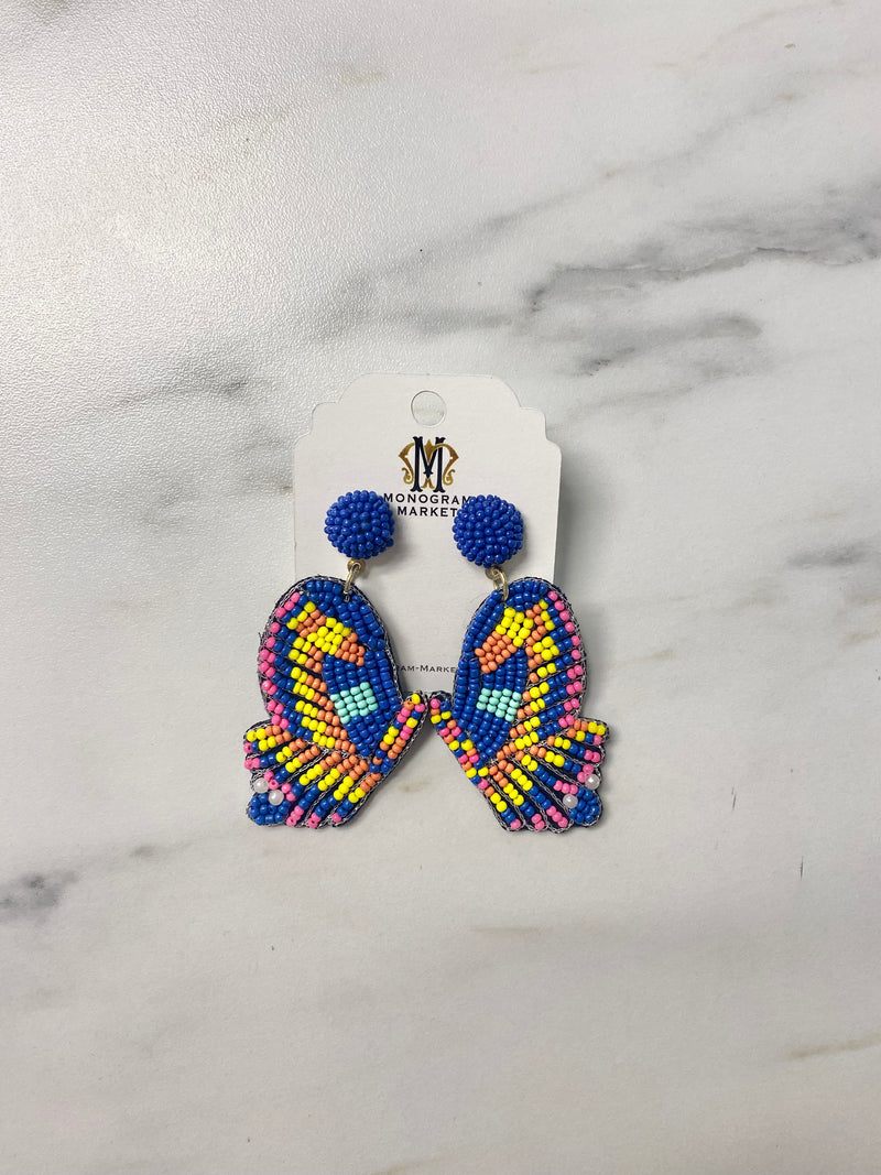 Beaded Earrings, Butterfly Wings - Monogram Market