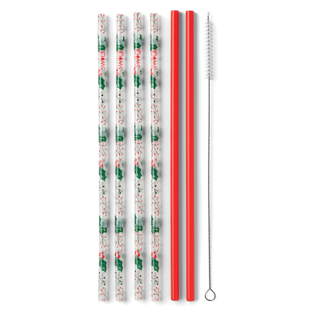 SWIG Tall Straw Set, Hollydays & Red - Monogram Market