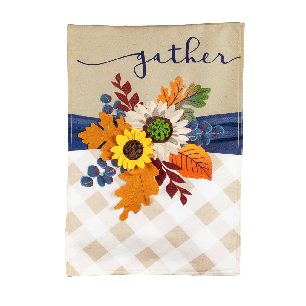 Fall Floral Gather Linen Flag - Monogram Market