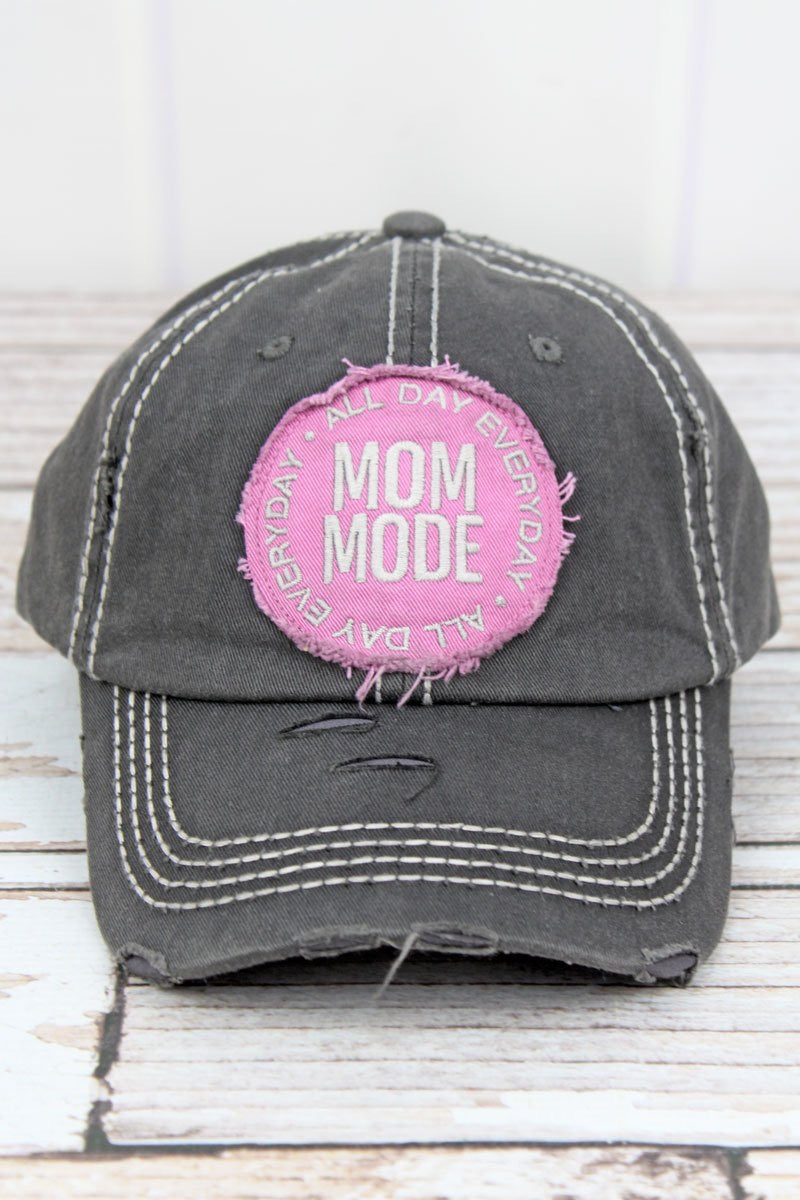 Mom Mode Distressed Baseball Hat - Monogram Market