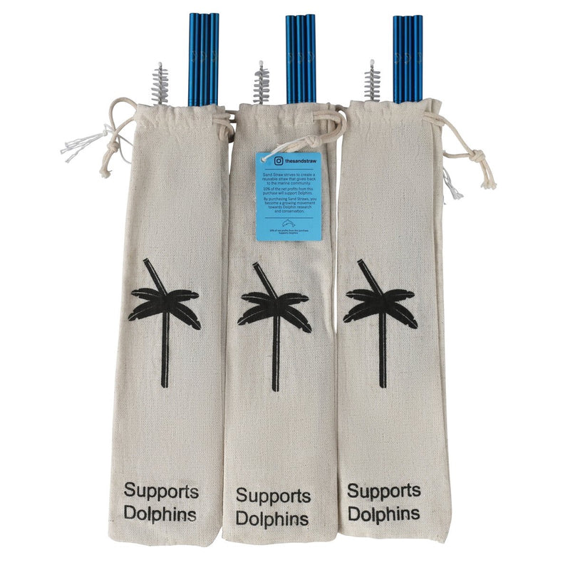 Reusable Sand Straw - Blue/Dolphin - Monogram Market