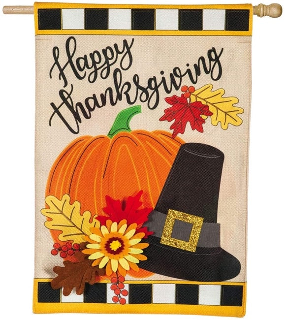Happy Thanksgiving Garden Burlap Flag - Monogram Market