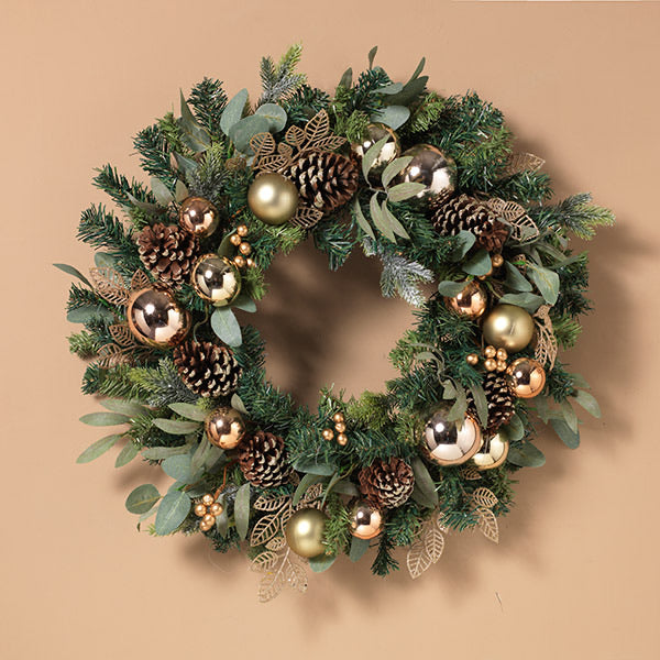 Holiday Pine and Ornament Wreath