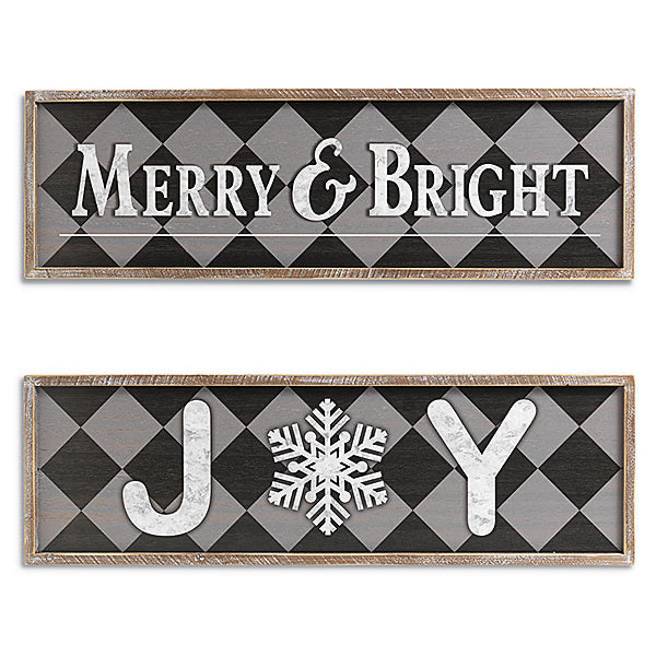 Holiday “Joy” and “Merry & Bright” Wall Hanging