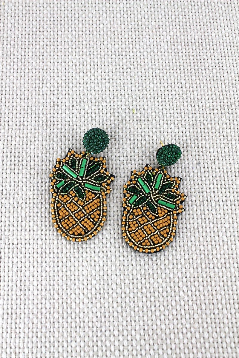 Pineapple Seed Bead Earrings - Monogram Market