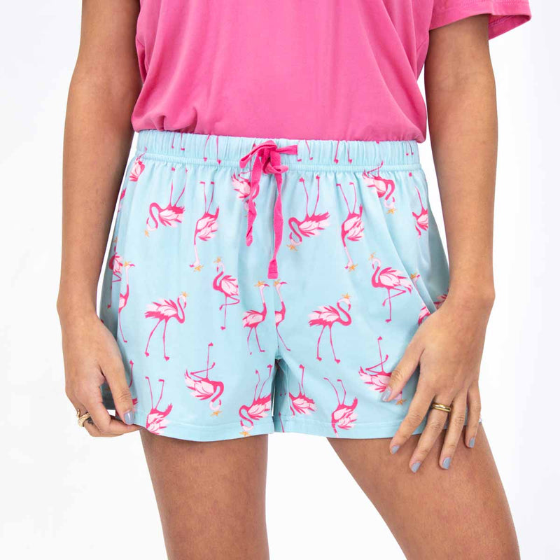 Pink Flamingo (Flamingle) Sleep Shorts - Monogram Market