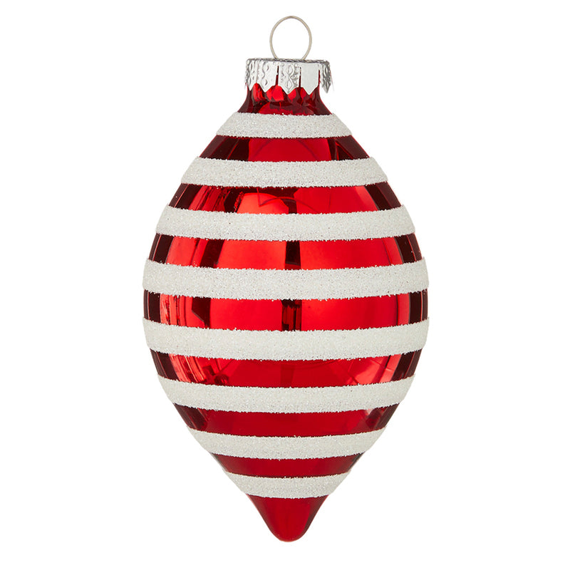 RAZ - Red & White Striped Christmas Ornaments, 4" - Monogram Market