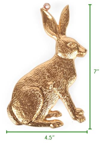 Hand Sculpted Gold Rabbit Ornament - Thumbnail 2