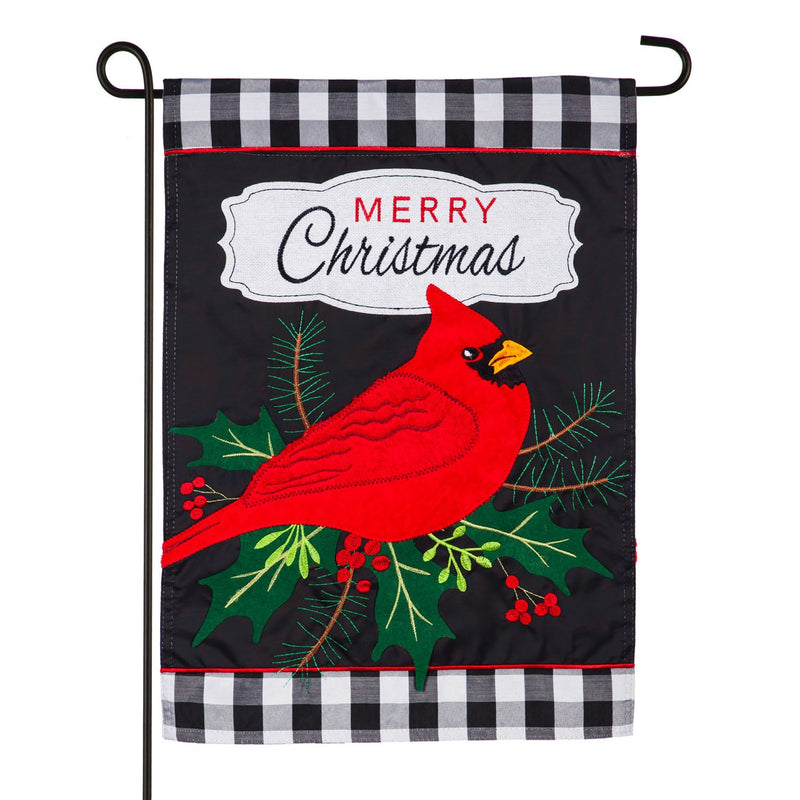 Merry Christmas Cardinal Garden Appliqué Flag - Monogram Market