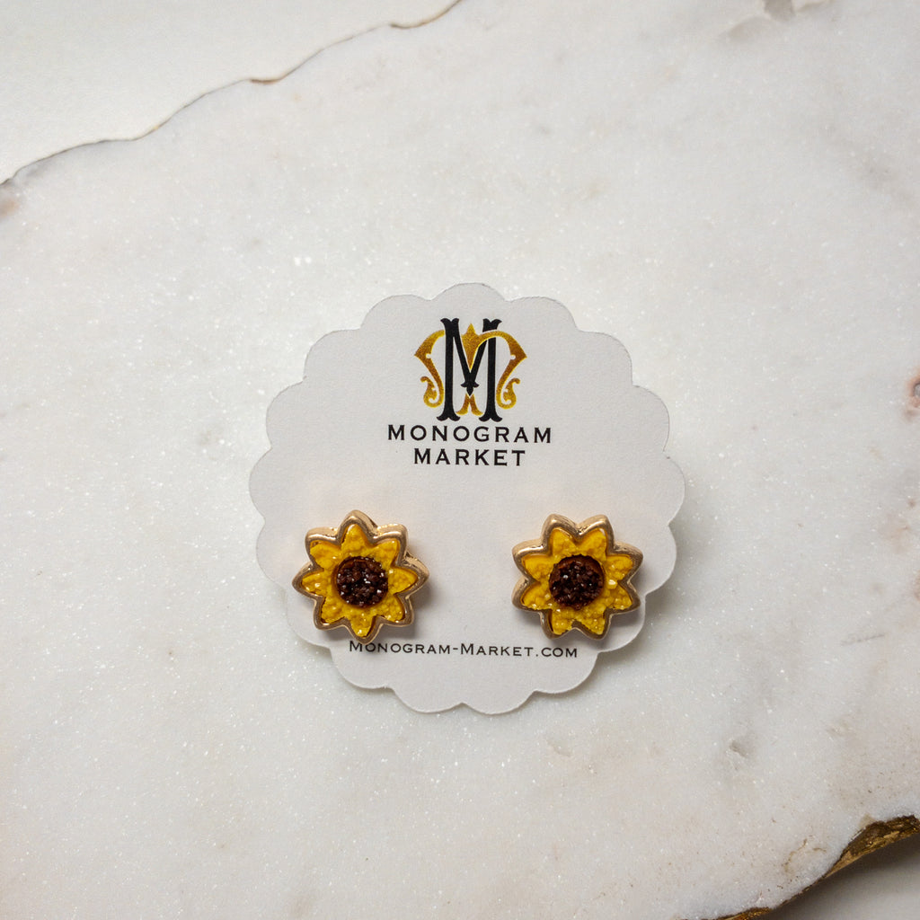 Sunflower Druzy Earrings - Monogram Market