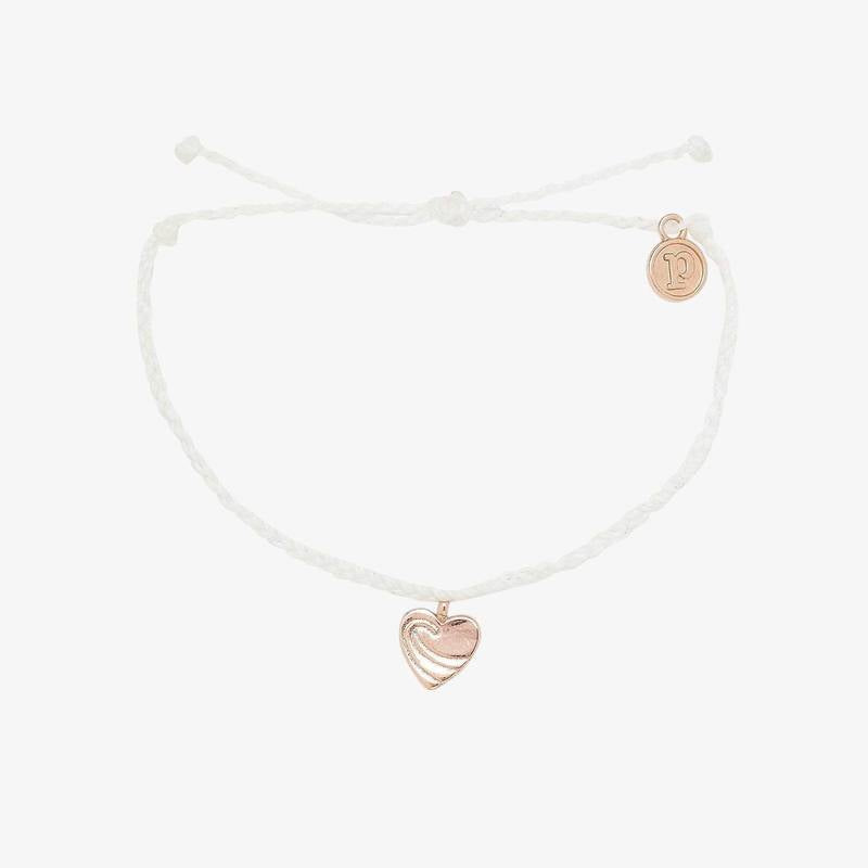PuraVida, Surf Love Rose Gold Charm Bracelet, White - Monogram Market