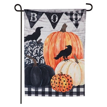 Pumpkins and Crows Garden Linen Blackout Flag - Monogram Market