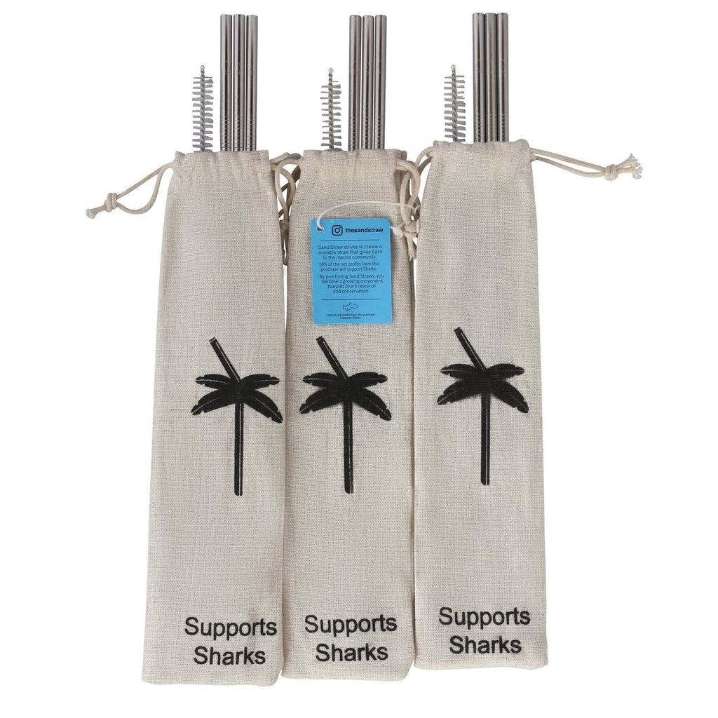 Reusable Sand Straw - Silver/Shark - Monogram Market
