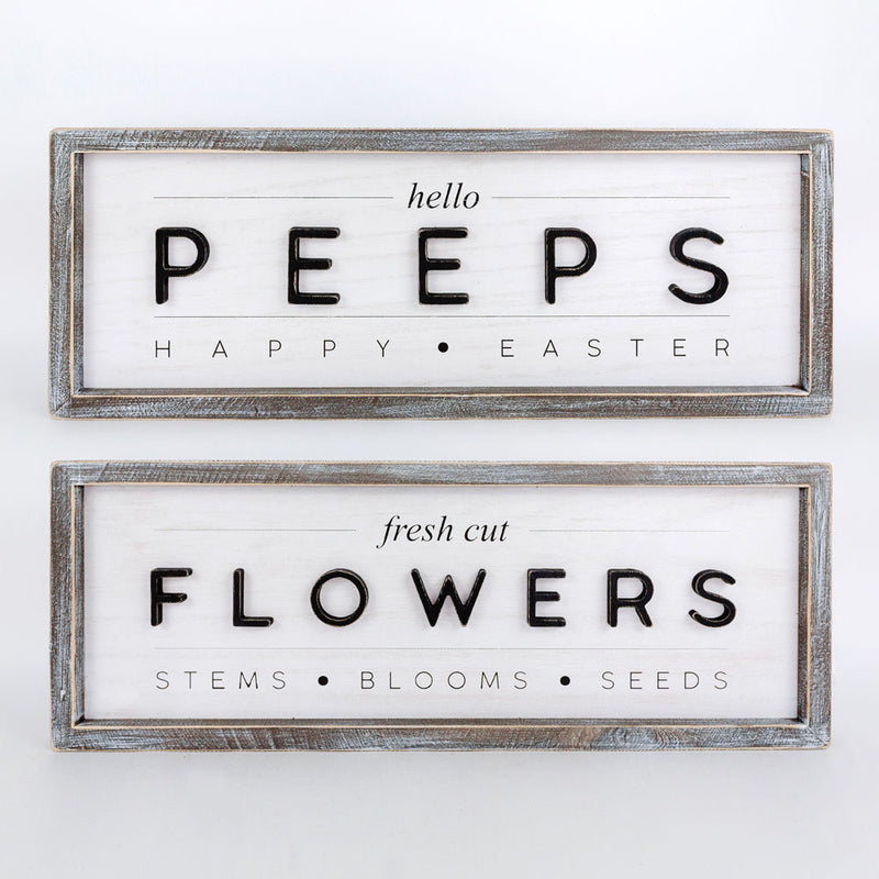 Reversible Hello Peeps/Fresh Cut Flowers Sign - Monogram Market