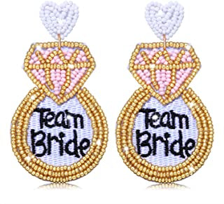 White Team Bride Beaded Earrings - Monogram Market