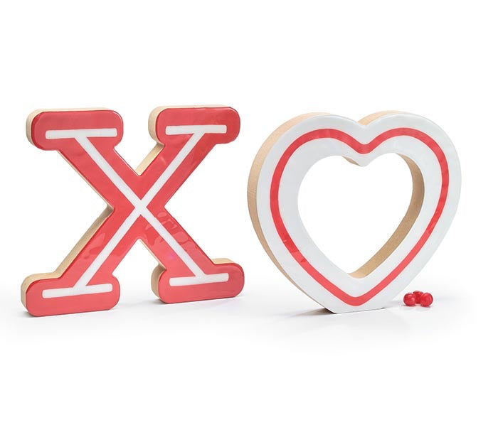 X O Valentine Shaped Shelf Sitters, set of 2 - Monogram Market