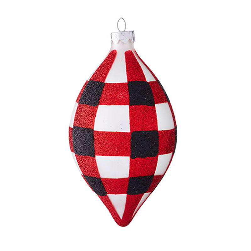 RAZ - Red & Black Checked Christmas Ornaments, 4-6" - Monogram Market