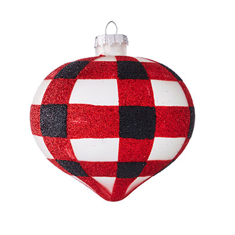RAZ - Red & Black Checked Christmas Ornaments, 4-6" - Monogram Market