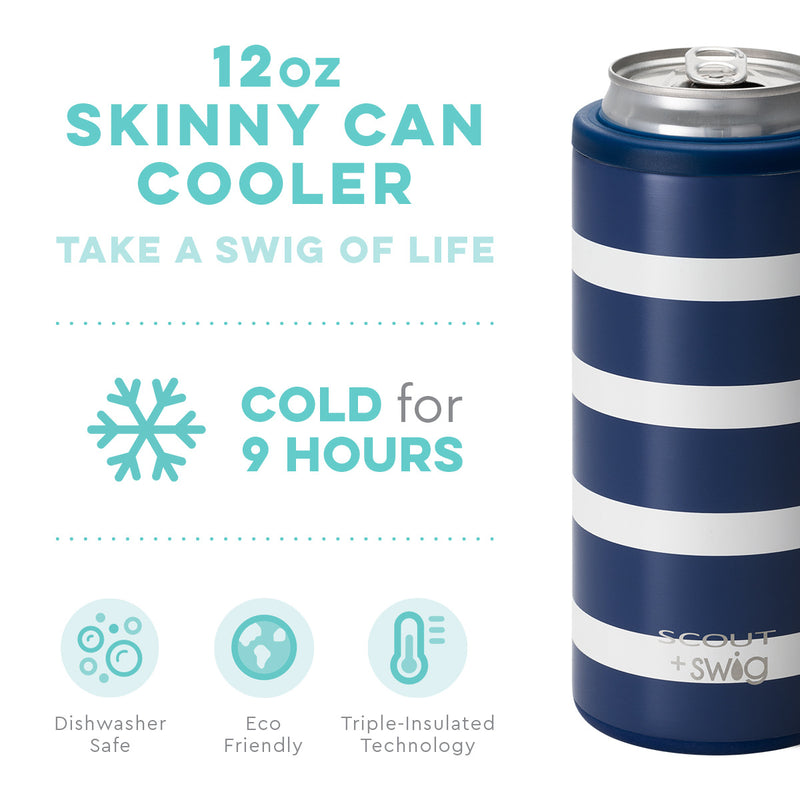 SCOUT + Swig Nantucket Navy Skinny Can Cooler, 12 oz. - Monogram Market