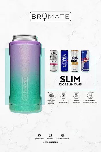 BrüMate Hopsulator Slim Can Cooler, Glitter Merlot - Monogram Market