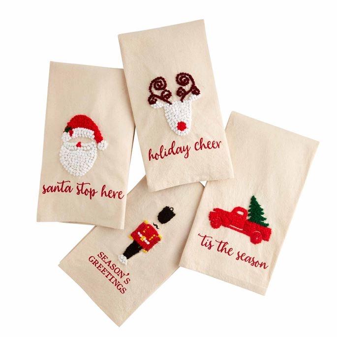 Mud Pie Christmas French Knot Towels