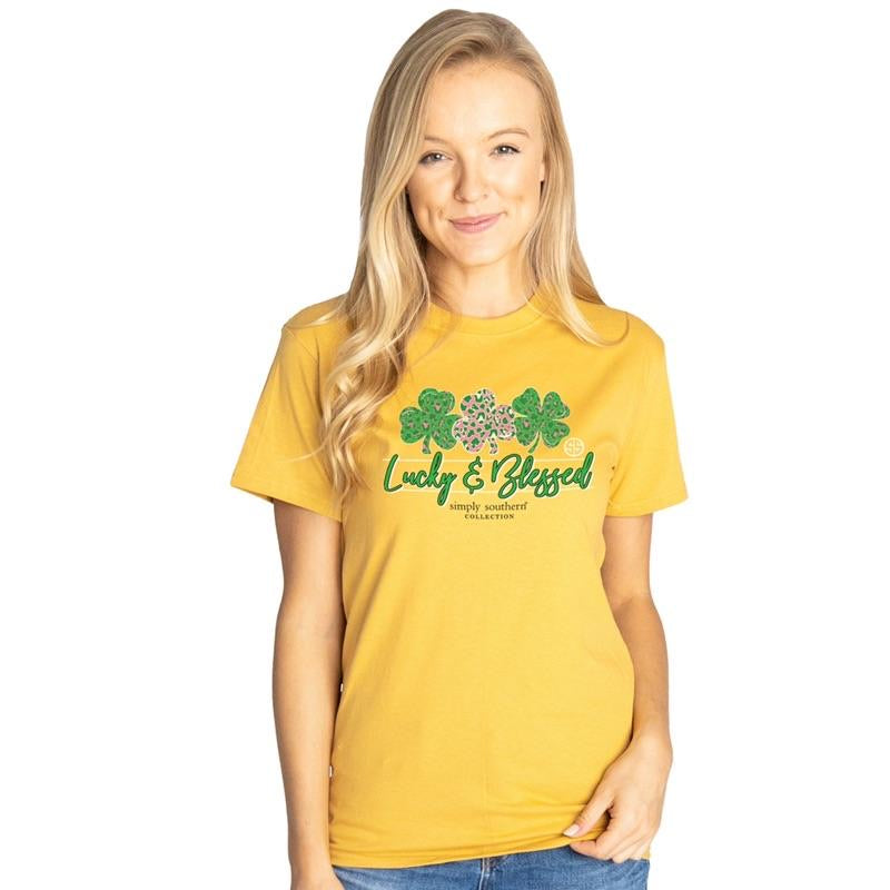 Simply Southern - YOUTH Lucky & Blessed, St. Patrick’s Day tee PREORDER - Monogram Market